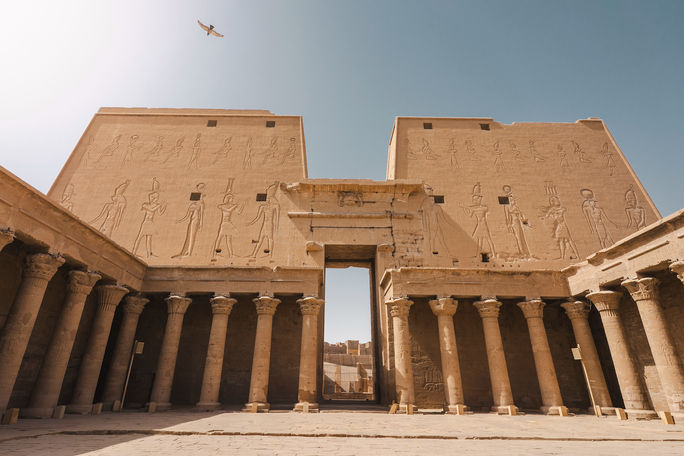 Exterior of the Edfu Temple, Egypt.