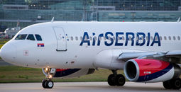 Air Serbia plane in Frankfurt, Germany