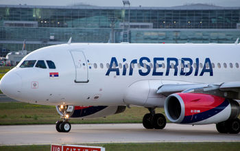 Air Serbia plane in Frankfurt, Germany