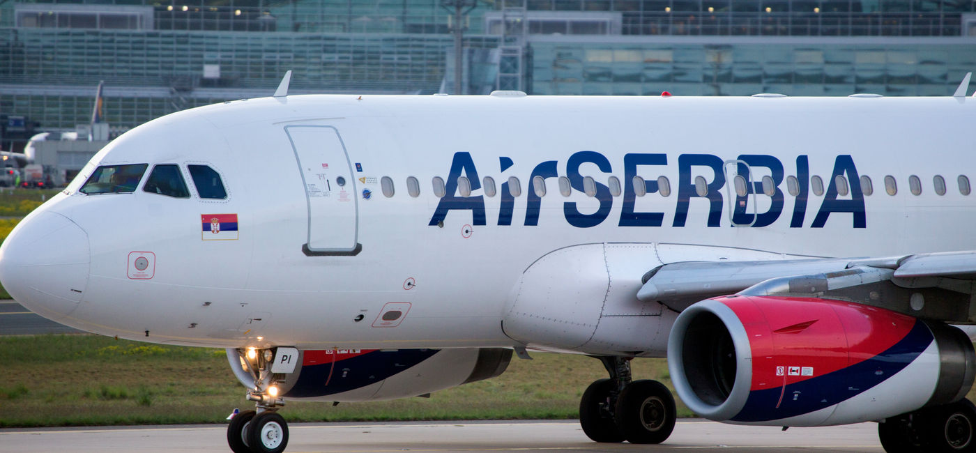 Image: Air Serbia plane in Frankfurt, Germany. (Photo Credit: Tobias Arhelger/Adobe)