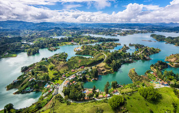 Panoramic view of Guatape, a town near Medellin, Colombia.
