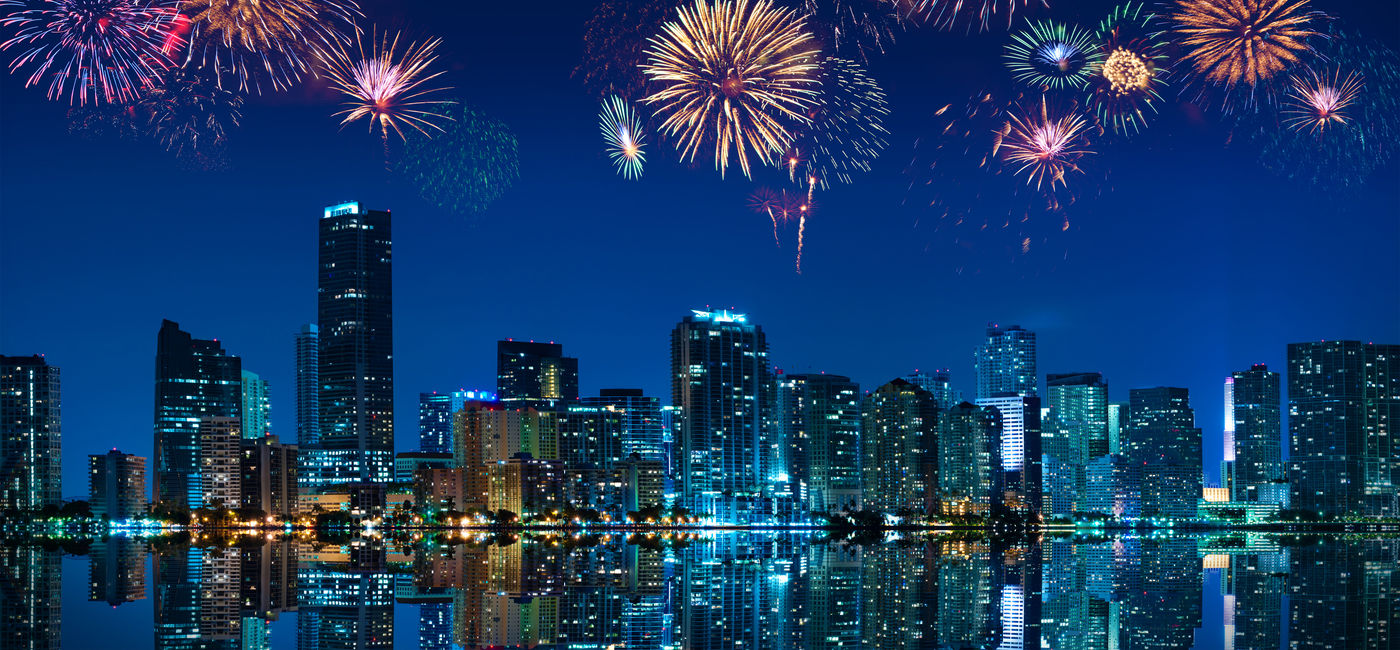 Image: Fireworks over downtown Miami, Florida. (Photo Credit: Adobe Stock/Carsten Reisinger)