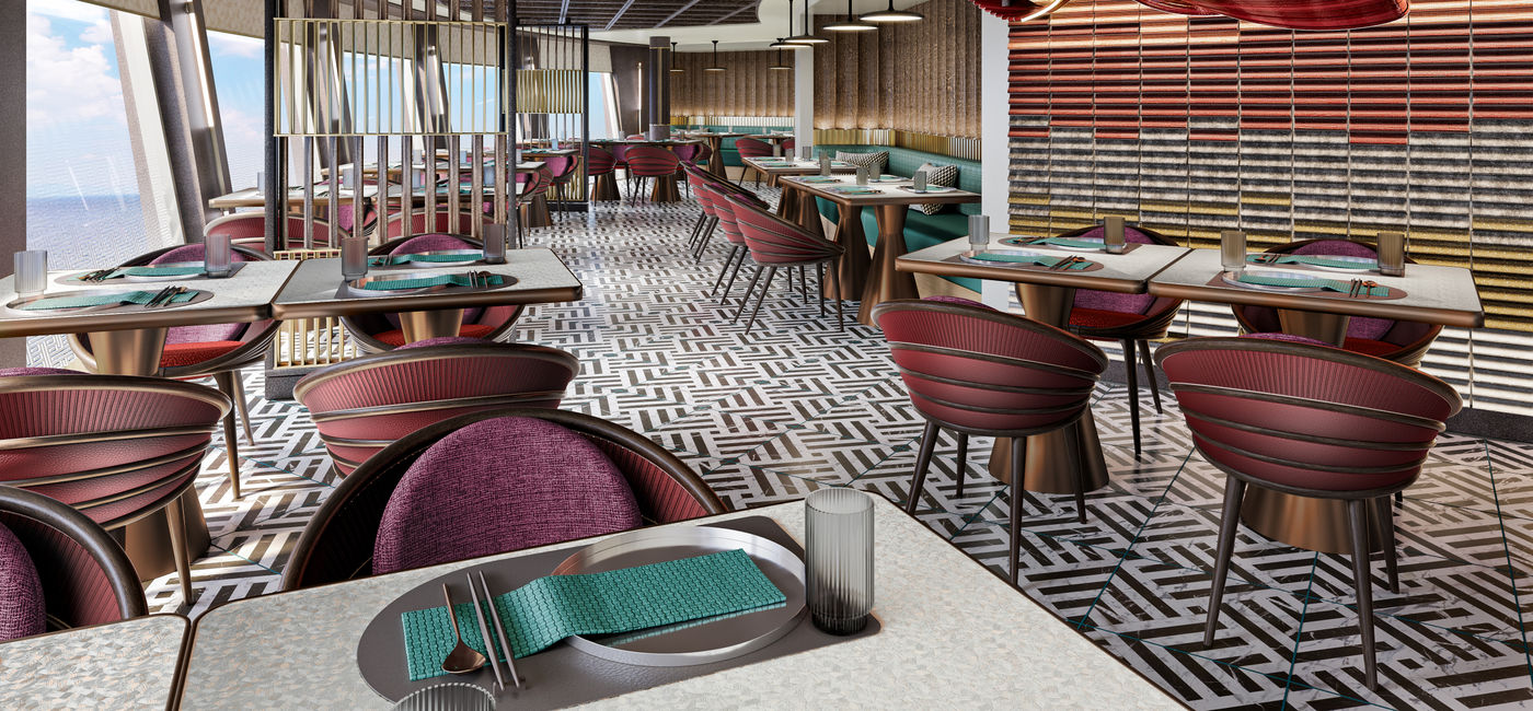 Image: Rendering of the new Thai restaurant, Sukhothai, onboard the Norwegian Aqua. (Photo Credit: NCL)