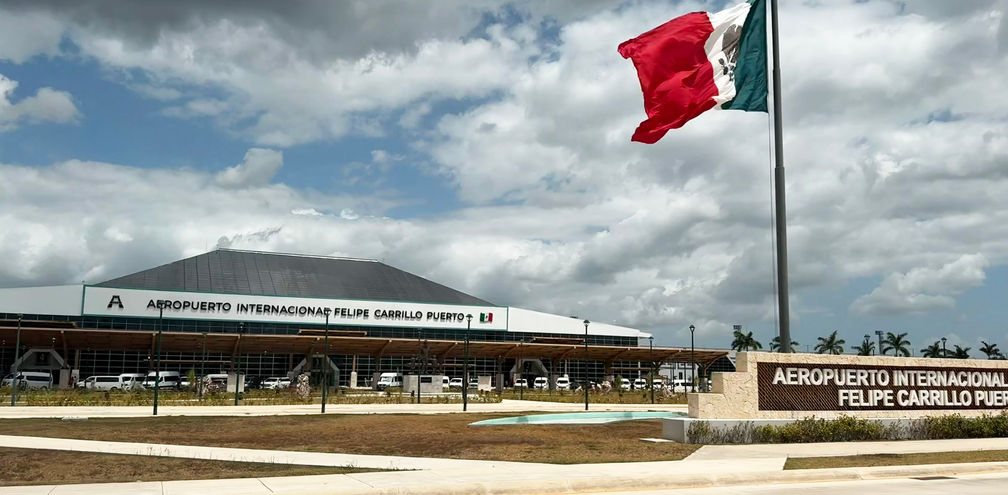 Entrance to Tulum International Airport in Mexico.