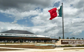 Entrance to Tulum International Airport in Mexico.