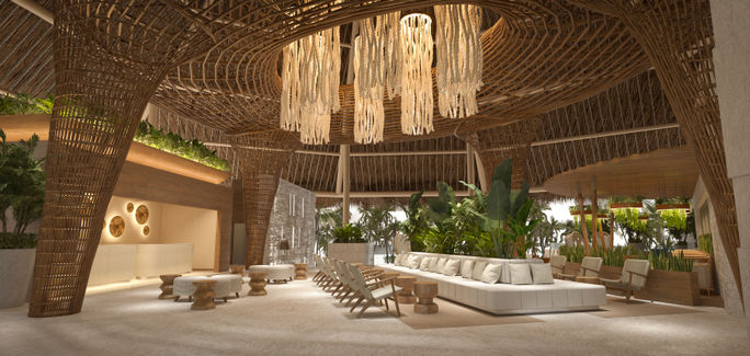 A rendering of the updated lobby at Grand Park Royal Cozumel A rendering of the updated lobby at Grand Park Royal Cozumel