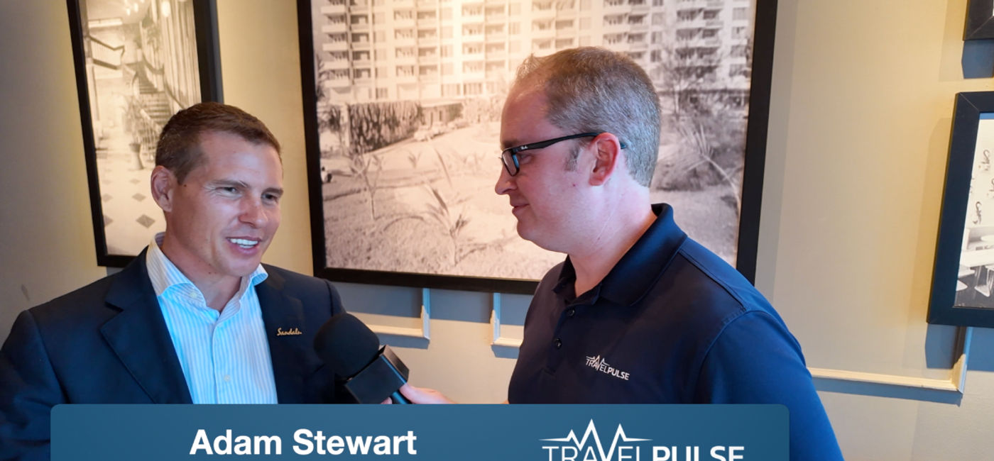Photo: TravelPulse Editor-in-Chief Eric Bowman interviews Adam Stewart, Executive Chairman of Sandals Resorts International (Photo Credit: Eric Bowman)