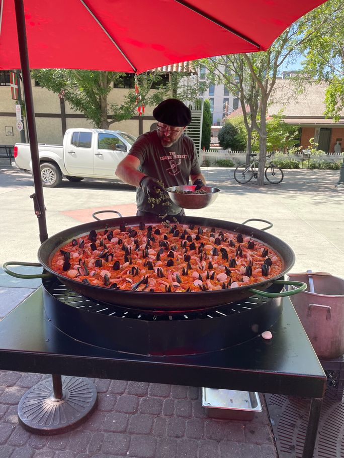 The Friday lunchtime paella at the Basque Market in Boise, Idaho