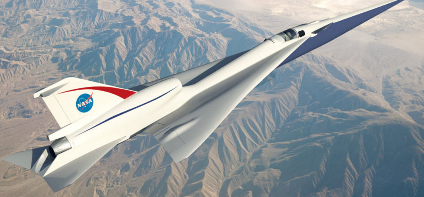 画像:レンダリング:予備設計段階にある、Quiet Supersonic Technology（QueSST）コンセプトプレーンの1つの提案されたレンダリング。（NASA提供）
