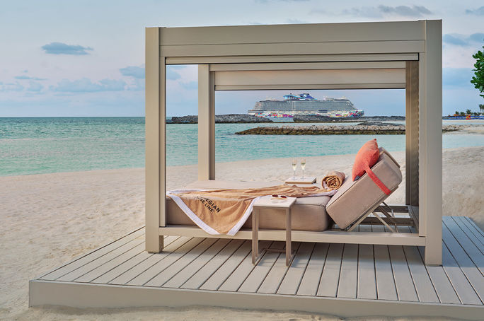 Norwegian Cruise Line's Vibe?Shore?Club offers an?adults-only retreat with private cabanas. Norwegian Cruise Line's Vibe?Shore?Club offers an?adults-only retreat with private cabanas.