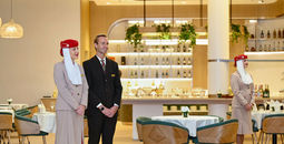 Flight attendants inside Emirates Centre of Hospitality Excellence restaurant
