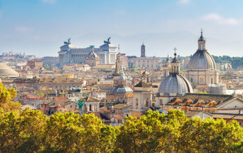 City skyline of Rome, Italy.