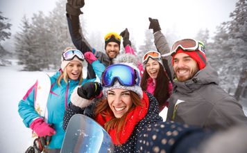 A group of skiers enjoying the slopes.