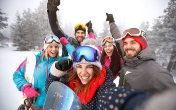 A group of skiers enjoying the slopes.