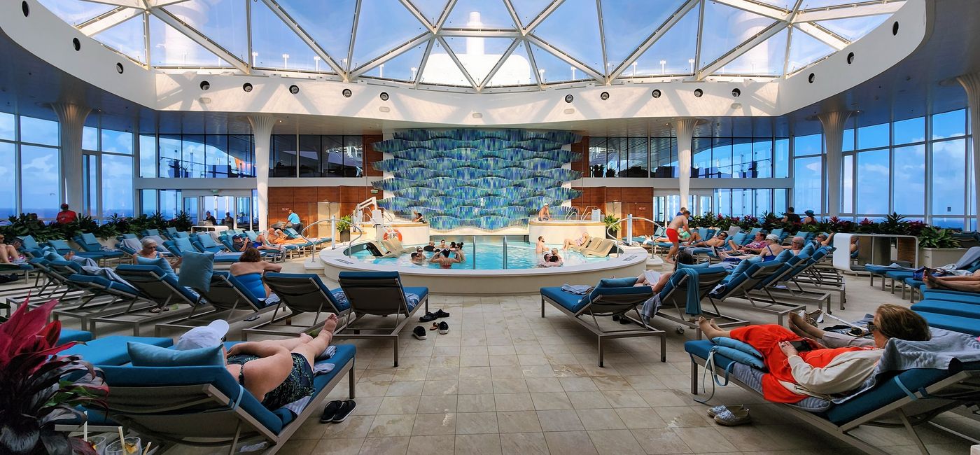 Image: The Solarium, located on the Resort Deck, onboard Celebrity Beyond. (photo by Laurie Baratti)