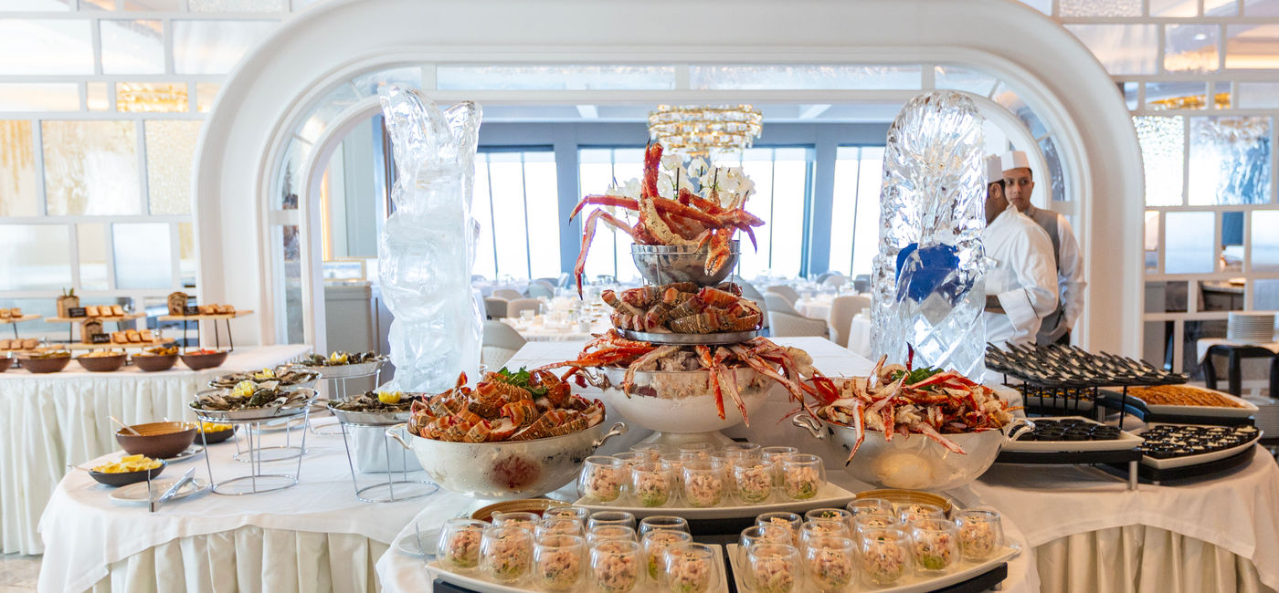 Image: A gala brunch inside the Grand Dining Room of an Oceania Cruises ship. (Photo Credit: Oceania Cruises)