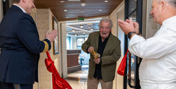 Jacques Pépin attended a ribbon-cutting ceremony on Oceania Allura