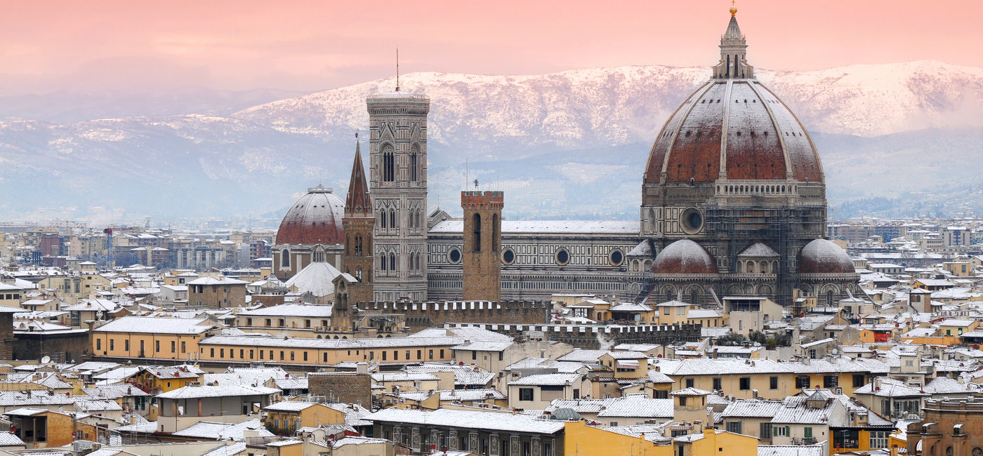 Image: The view of Florence in winter, with the Cathedral of Santa Maria del Fiore. (Photo Credit: Adobe Stock / Dan74)