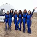 NS-31 crew pose after a successful launch in Blue Origin's New Shepard capsule