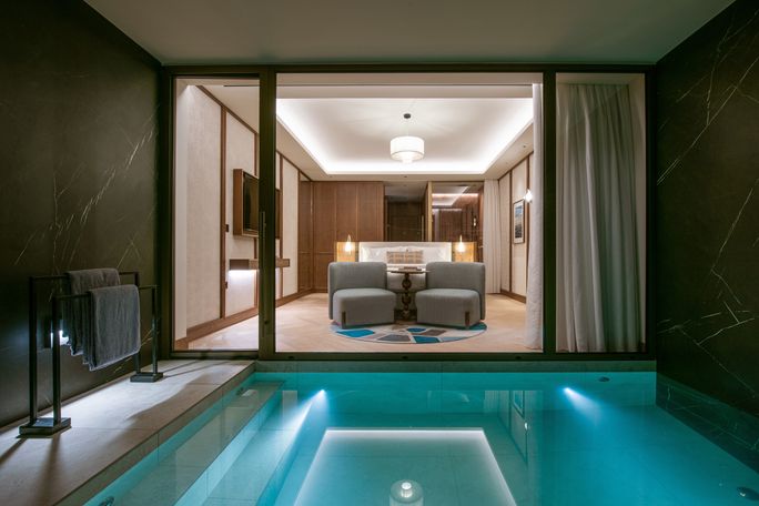 Every guest room at Hilton Chania has a private pool facing the sea.