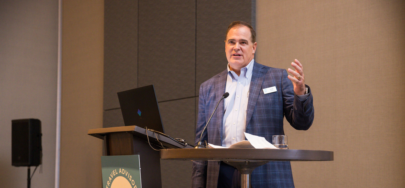Image: ASTA President and CEO Zane Kerby speaks at the 2025 Travel Advisor Conference. (Photo Credit: ASTA/Jason Dixson Photograpy)