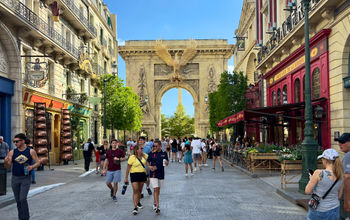 The Arch at Epic Universe’s The Wizarding World of Harry Potter.