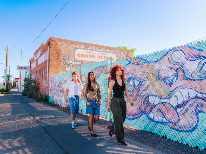 Trio of travelers exploring Phoenix, Arizona