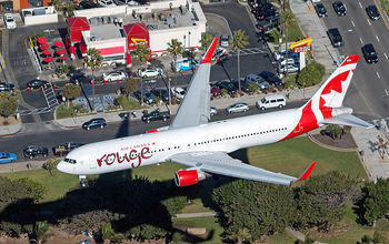 Air Canada Rouge, 767-300, landing at LAX
