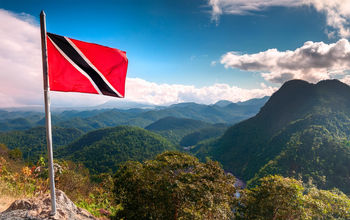 The national flag of Trinidad and Tobago.