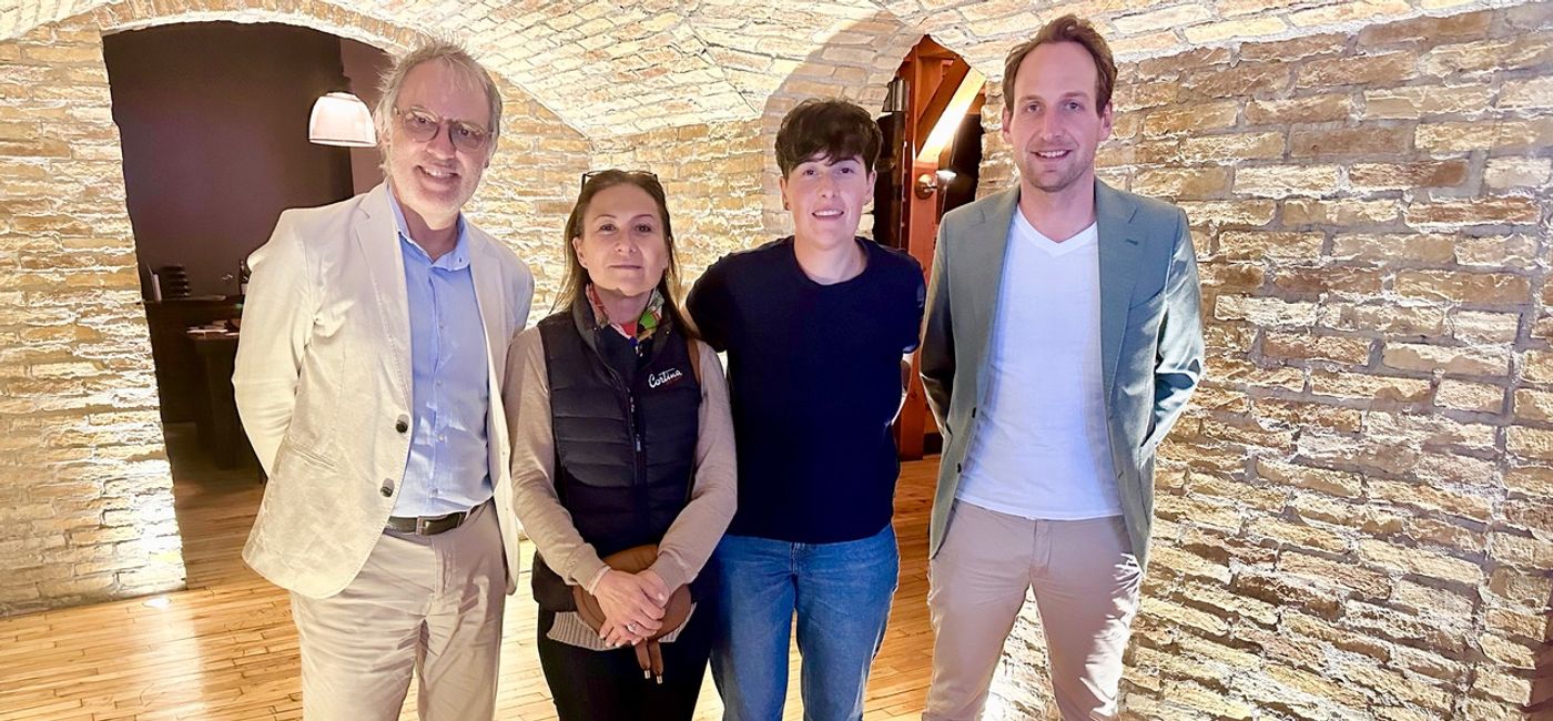 Image: L -R  Maria Alessandra Montuori (Cortina d’Ampezzo), Sammy Salm (CEO, Best of the Alps), Alessandra Borre (Courmayeur), and Andreas Stoffel (Davos Klosters) (Photo Credit: Parm Parmar)
