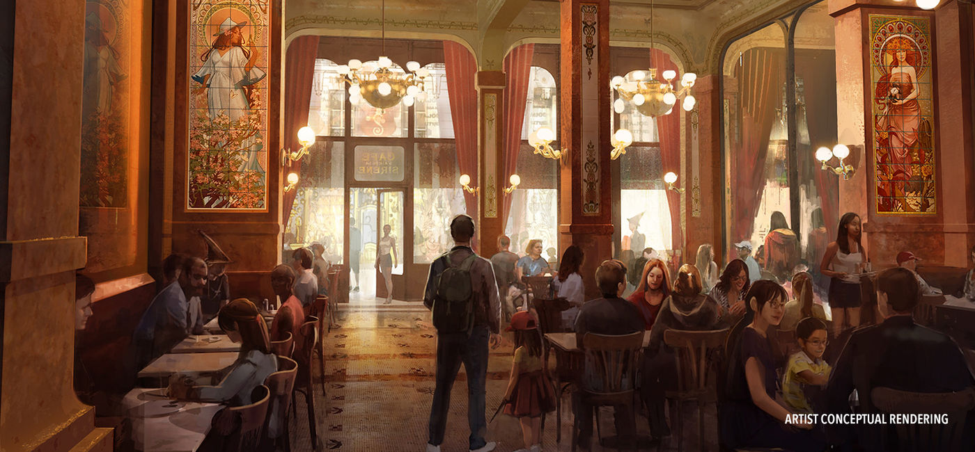 Image: Café L’Air De La Sirène, a French cafe inside the upcoming Wizarding World of Harry Potter - Ministry of Magic at Universal Epic Universe. (Photo Credit: Universal Orlando Resort)
