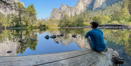 A traveler visiting Yosemite National Park