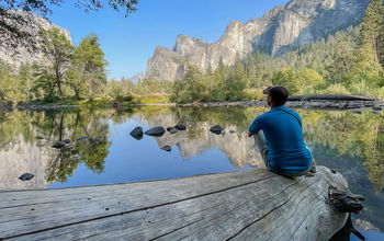 A traveler visiting Yosemite National Park