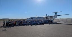 WestJetters pull plane in Calgary for Hope Air