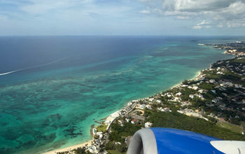 The Bahamas' tropical Caribbean waters and beaches are seen right after takeoff from Nassau