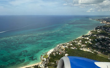 The Bahamas' tropical Caribbean waters and beaches are seen right after takeoff from Nassau