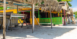 Thatched roofs along Seven Mile Beach, Negril
