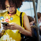 Using social media on vacation.