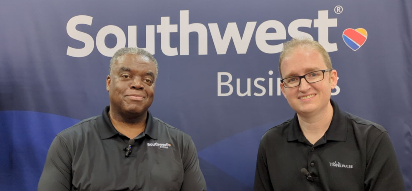 Photo: Eric Bowman interviews Southwest's Rob Brown (Photo Credit: Eric Bowman)