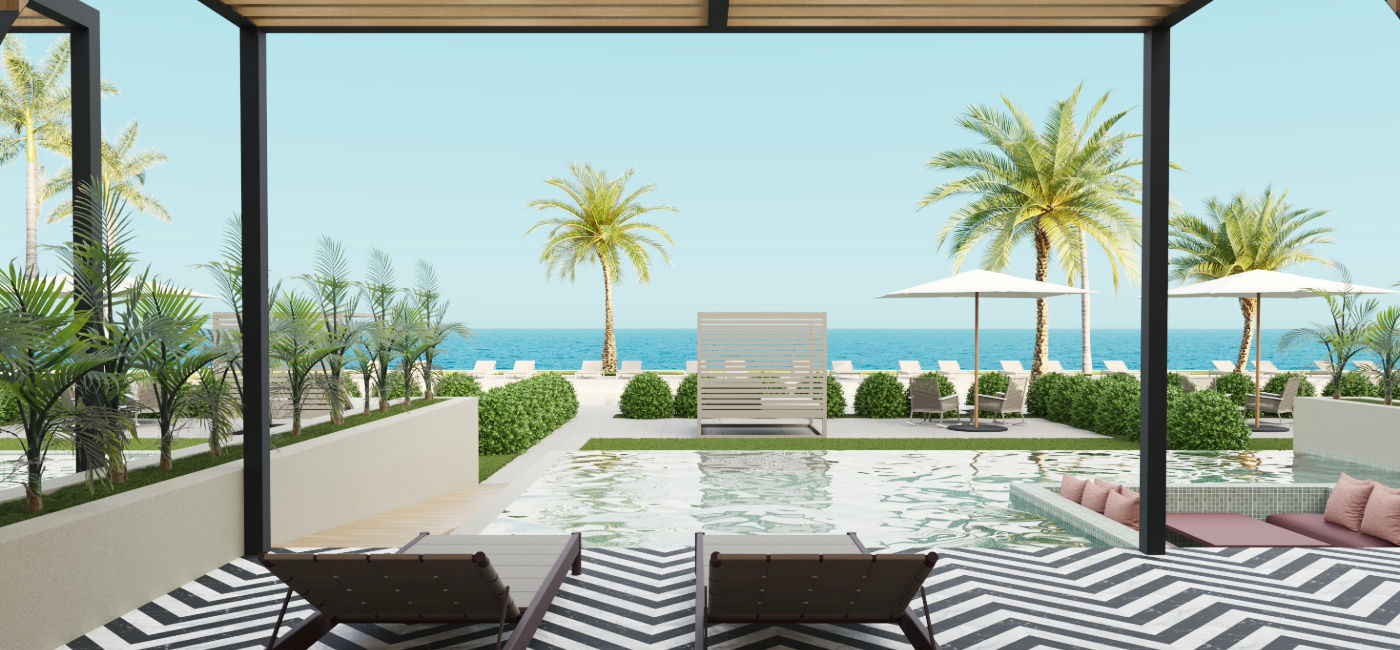 Image: Rendering of an Imperial Suite's private patio, pool and ocean views at the Excellence Coral Playa Mujeres. (Photo Credit: The Excellence Collection)