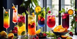 An assortment of colorful mocktails.