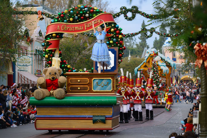 "A Christmas Fantasy" parade at Disneyland Resort, Anaheim, California. "A Christmas Fantasy" parade at Disneyland Resort, Anaheim, California.