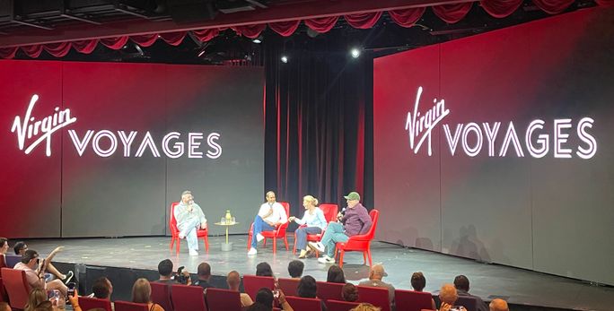 The Virgin Voyages executive team participates in a panel board Valiant Lady The Virgin Voyages executive team participates in a panel board Valiant Lady
