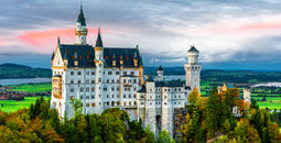 Neuschwanstein castle at sunset.
