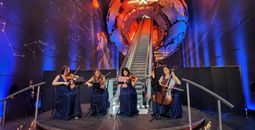 String quartet plays at the Celebrity Cruises 2025 President's Cruise pre-voyage gala event in London, UK.