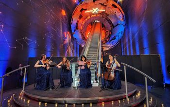 String quartet plays at the Celebrity Cruises 2025 President's Cruise pre-voyage gala event in London, UK.