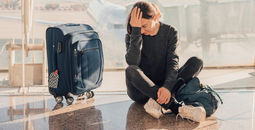 Frustrated traveler waiting for flight