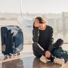 Frustrated traveler waiting for flight