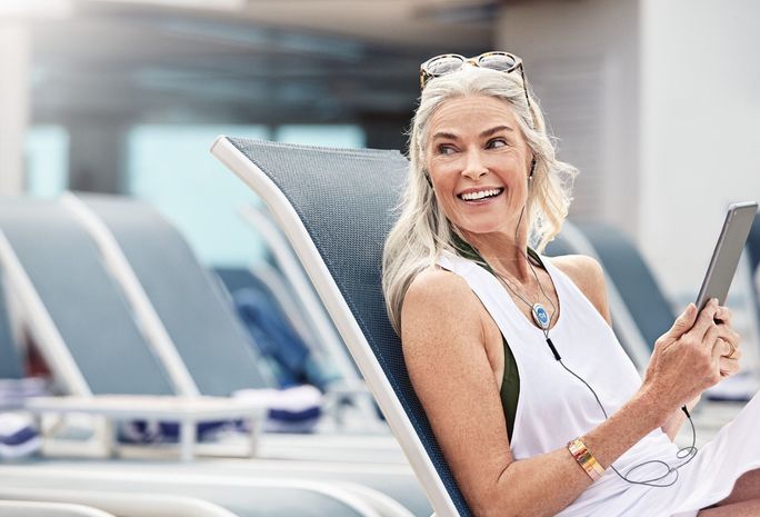 A passenger using Princess Cruises' MedallionNet Max premium wi-fi service. A passenger using Princess Cruises' MedallionNet Max premium wi-fi service.