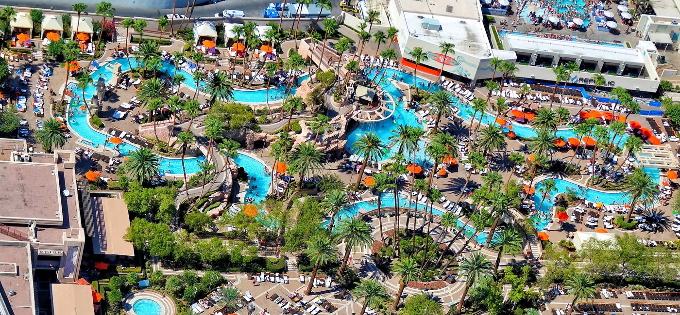 Image: Aerial view of the MGM Grand Pool Complex. (photo via MGM Resorts International)